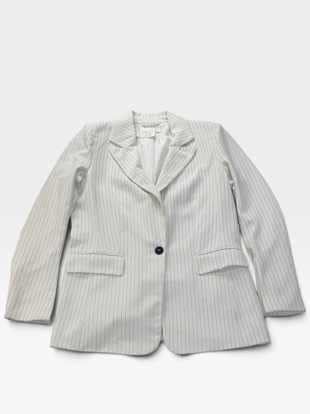 H&M White Pinstripe Single-Button Blazer Womens Size 8